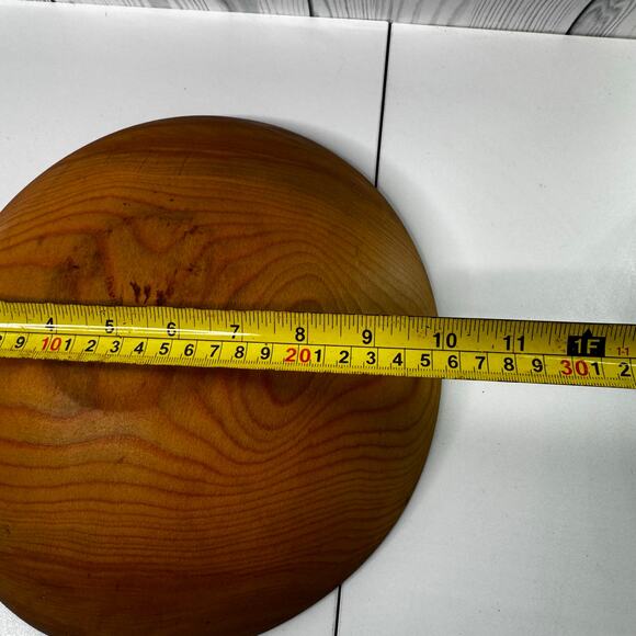 Vintage Bowl Wooden Handmade Thick Primitive Boho Cottage Heavy 10” - Picture 3 of 4